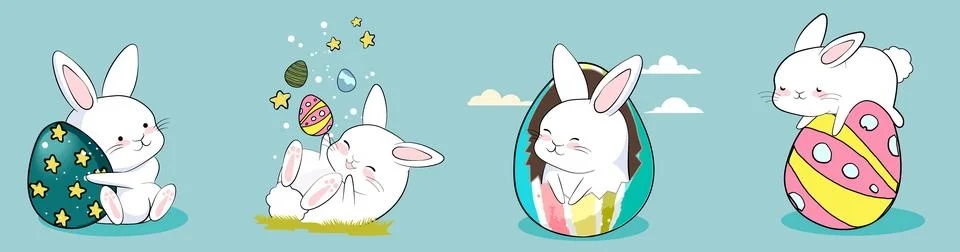 Happy Easter, decorated easter card, banner イラスト素材