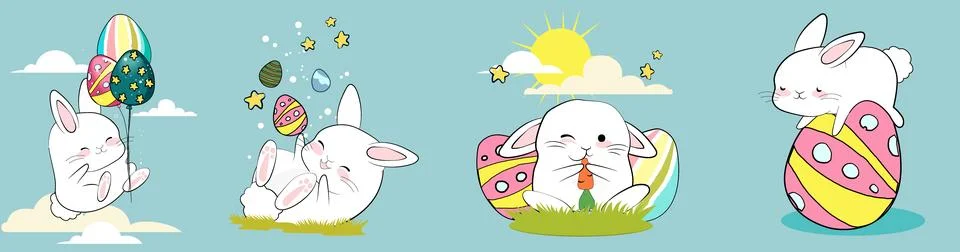 Happy Easter, decorated easter card, banner イラスト素材