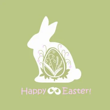 Happy Easter, decorated easter card, banner. Bunnies, Easter eggs, flowers .. Illustrazione stock