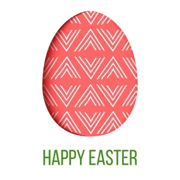 Happy Easter. Decorated red festive egg with simple abstract decoration. isol Stock Illustration