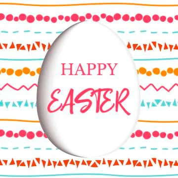 Happy Easter. Decorated white flat egg with simple abstract ornaments. simple 스톡 일러스트