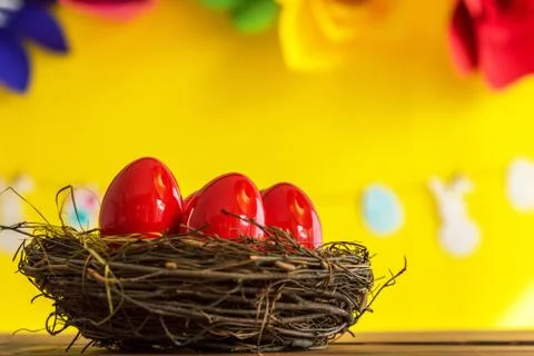 Happy easter decoration background. Stock Photos