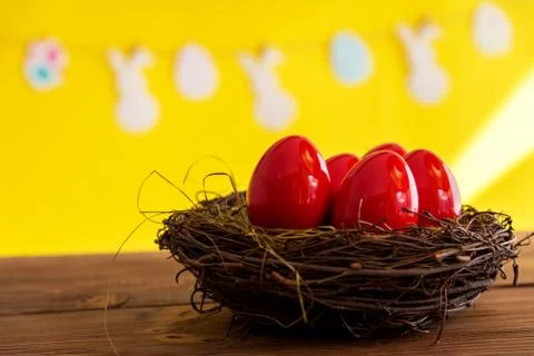 Happy easter decoration background. Stock Photos