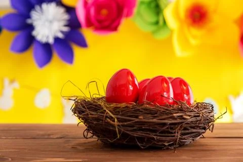 Happy easter decoration background. Stock Photos