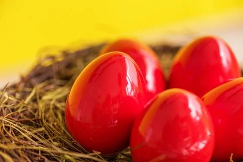 Happy easter decoration background. Stock Photos