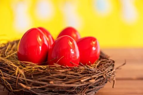 Happy easter decoration background. Stock Photos