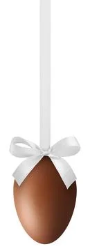 Happy Easter decoration chocolate egg with shiny ribbon bow in white pastel.. Stock Photos