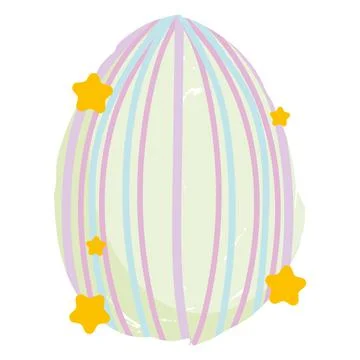 Happy easter decorative egg with lines and stars isolated white background Stock Illustration