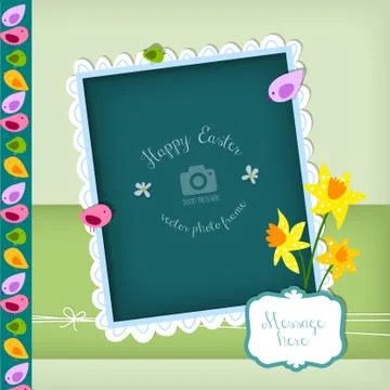 Happy Easter Decorative Photo Frame Greeting Card Illustrazione stock