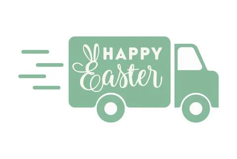 Happy Easter delivery. Icon for apps and websites. Isolated on white backgrou Stock Illustration