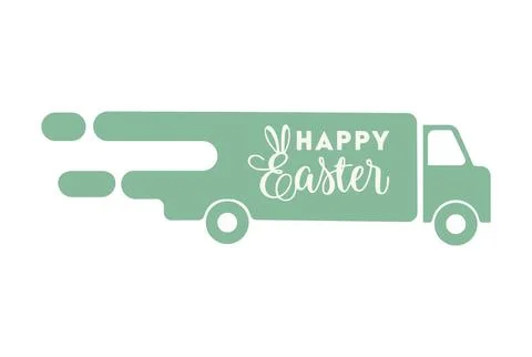 Happy Easter delivery. Icon for apps and websites. Isolated on white backgrou Stock Illustration
