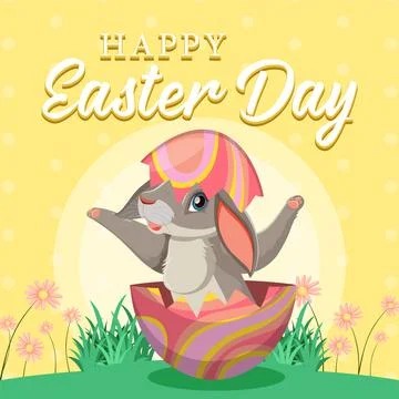 Happy Easter design with bunny in egg Stock Illustration