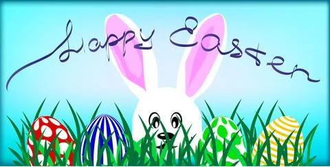 Happy Easter design with cartoon bunny Stock Illustration