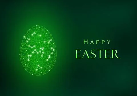 Happy Easter design with egg from polygon mesh. Stock Illustration