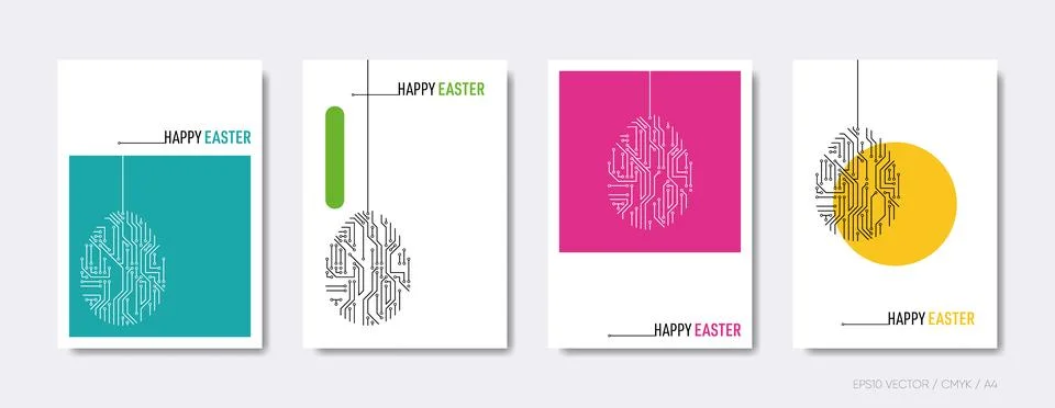 Happy easter design vector brochure cover set Stock Illustration