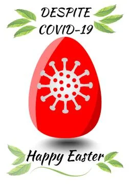 Happy easter despite covid-19, optimistic easter greeting with painted egg with Stock Illustration