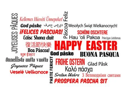 Happy Easter in different language Stock Illustration