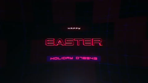 Happy Easter on digital screen with HUD elements and glitch effect Stock Footage 237441416