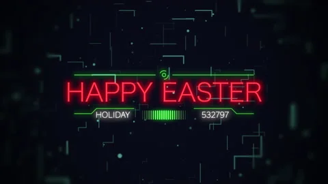 Happy Easter on digital screen with HUD elements Stock Footage 237441467
