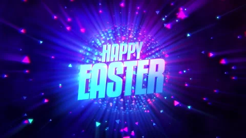 Happy Easter with disco ball and purple triangles in 80s style Stock-Footage 165185449