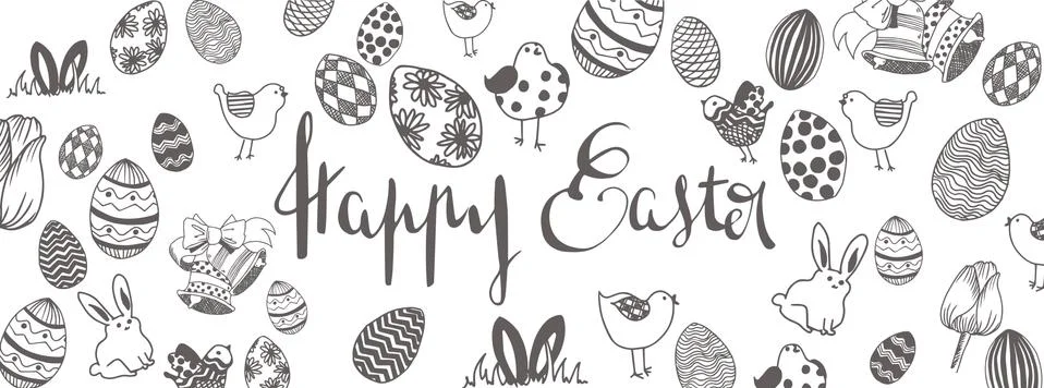 Happy easter doodles Stock Illustration