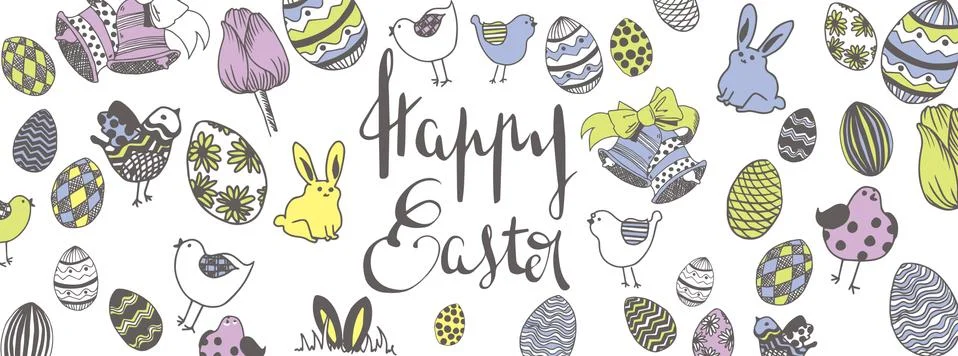 Happy easter doodles Stock Illustration