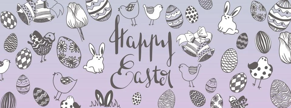 Happy easter doodles Stock Illustration