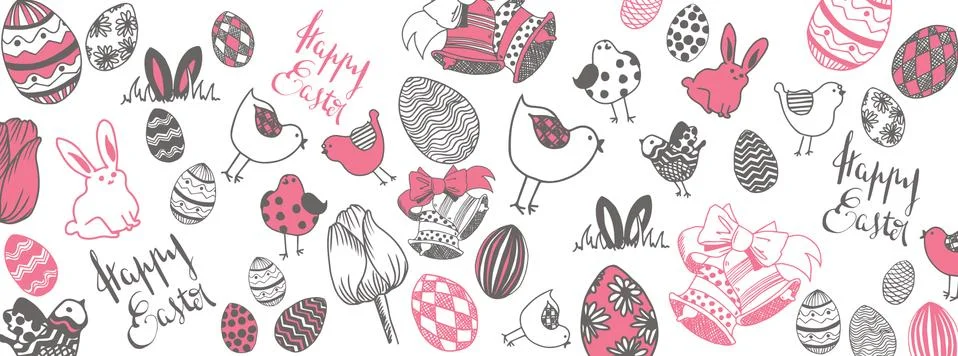 Happy easter doodles Stock Illustration