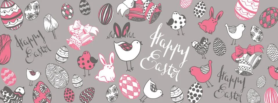 Happy easter doodles Stock Illustration