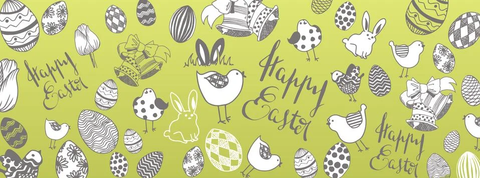 Happy easter doodles Stock Illustration