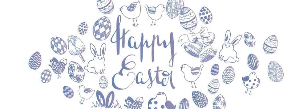Happy easter doodles Stock Illustration