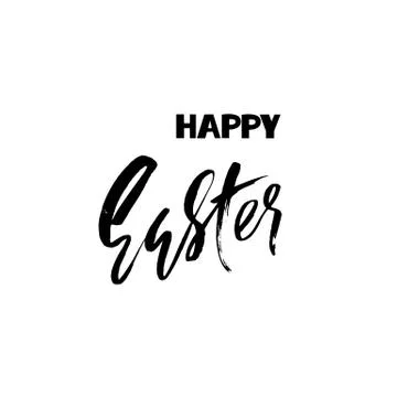 Happy Easter dry brush lettering for greeting card. Vector hand drawn Stock Illustration