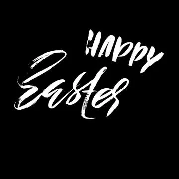 Happy Easter dry brush lettering for greeting card. Vector hand drawn Stock Illustration