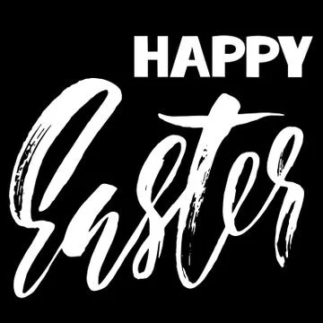 Happy Easter dry brush lettering for greeting card. Vector hand drawn Stock Illustration