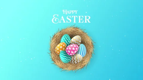 Happy easter with dust particle egg and nest rotation Stock Footage 241649109