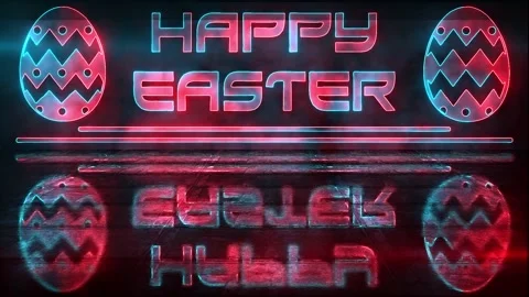 Happy Easter dynamic animated neon light effect for looping backgrounds Stock Footage 150863119