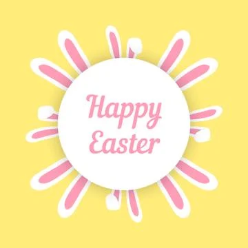 Happy easter with ears around the circle Stock Illustration