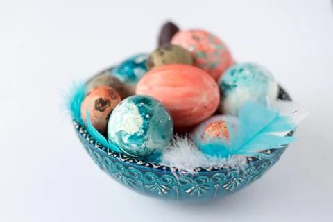 Happy Easter. easter background. colorful Easter eggs. pantone eggs 库存照片