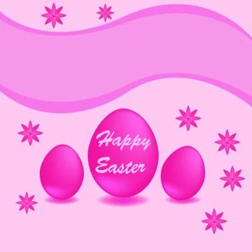 Happy Easter. Easter background pink, congratulations. greeting cards with eg Stock Illustration