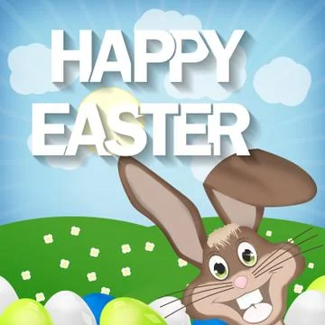 Happy easter with easter bunny creative design Stock Illustration