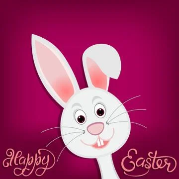 Happy easter. Easter bunny on purple background. illustration Stock Illustration