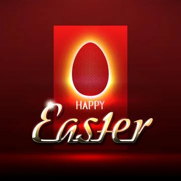 Happy Easter. Easter card in auto show style. Shiny golden logo, glowing egg Stock Illustration