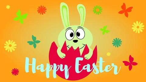 Happy Easter. Easter card. Easter bunny in an eggshell. Stock Illustration