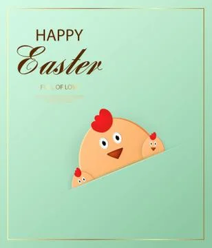 Happy Easter. Easter chick looking at the purple background. Stock Illustration