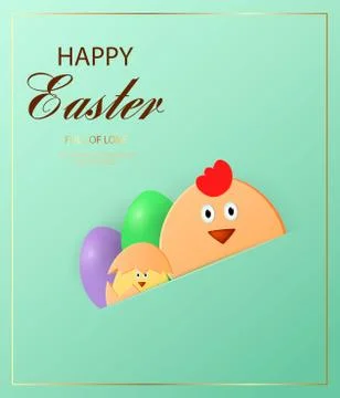 Happy Easter. Easter chick looking at the green background. Stock Illustration
