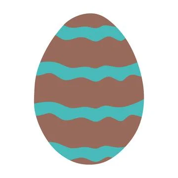 Happy Easter. Easter egg with Painted Brown color and Turquoise strip on it.. Stock Illustration
