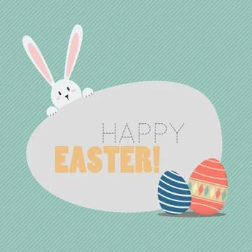 Happy easter with easter eggs and bunny Stock Illustration