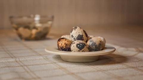 Happy easter. Easter eggs and easter decoration on the table Stock Photos