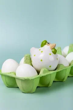 Happy Easter. Easter eggs. Easter chicken. Stock Photos