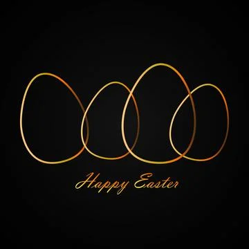 Happy Easter. Easter eggs. Symbol Easter with golden glitter frame, holiday b Stock Illustration